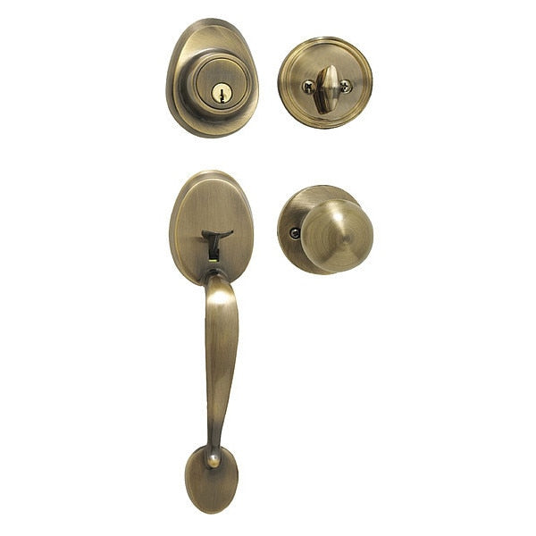 Knob Lockset, Biscuit Style, Antique Brass