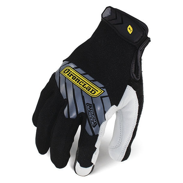 Mechanics Touchscreen Gloves, XL, Black/White, Single Layer, Polyester