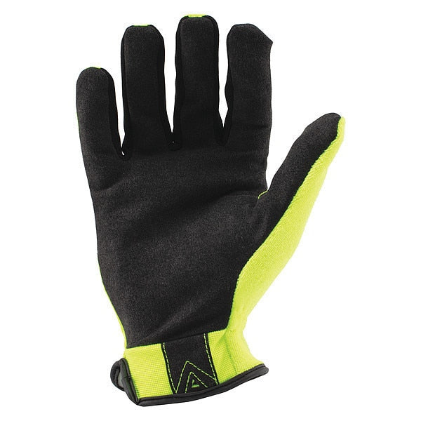 Hi-Vis Mechanics Touchscreen Gloves, L, Yellow, Single Layer, Polyester