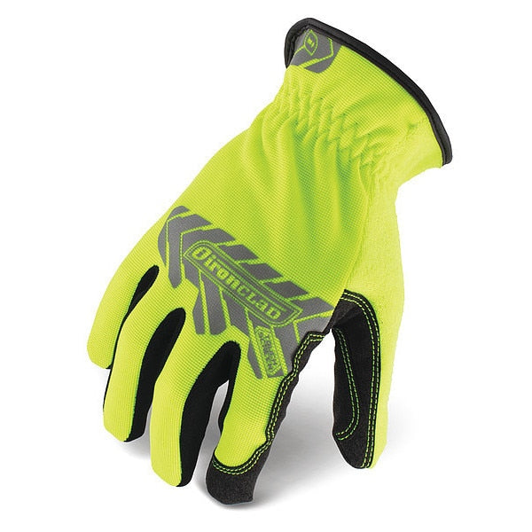 Hi-Vis Mechanics Touchscreen Gloves, L, Yellow, Single Layer, Polyester
