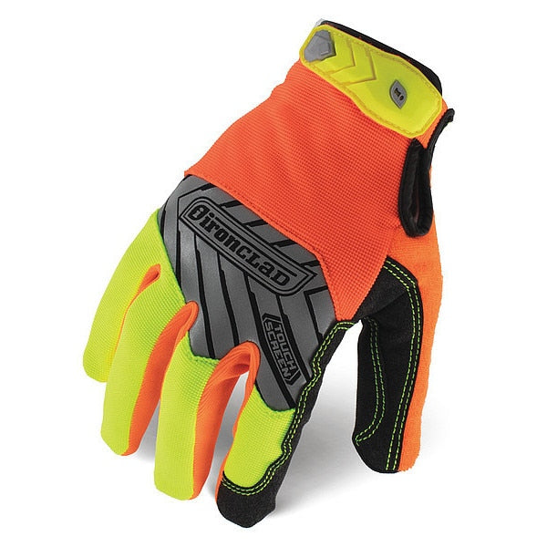 Hi-Vis Mechanics Touchscreen Gloves, S, Orange/Yellow, Single Layer, Polyester