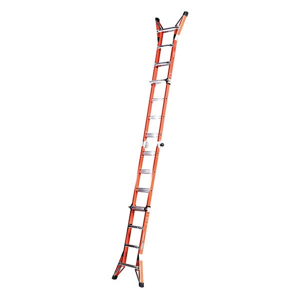 Multipurpose Ladder, Extension, Scaffold, Staircase, Stepladder Configuration, 15 ft, Fiberglass