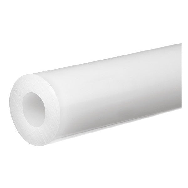 White PTFE Plastic Tube Stock 6 ft L, 3/8 in Inside Dia, 11/16 in Outside Dia