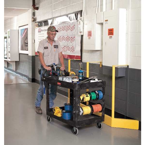 Flat Handle 2-Shelf Utility Cart, 500 lbs. Capacity