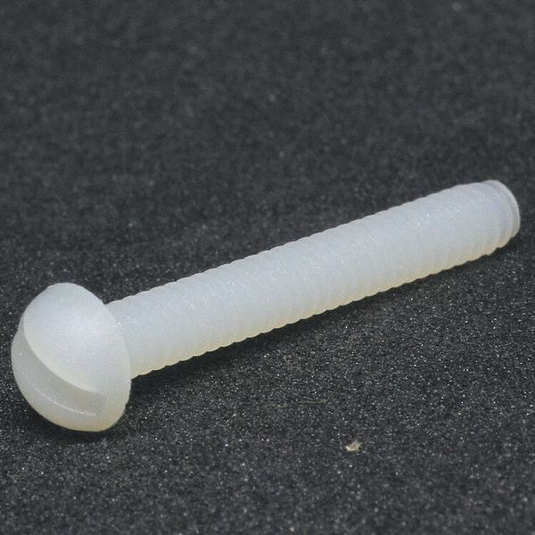#10-32 x 1-1/2 in Slotted Round Machine Screw, Plain Nylon, 50 PK