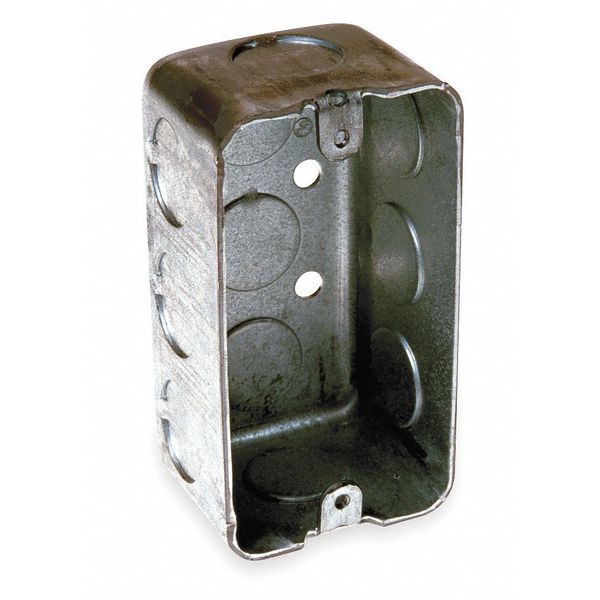Electrical Box, Handy, 1 Gang, Galvanized Zinc, 1-7/8 in D, 2 in W, 4 in L, 13 cu in Capacity