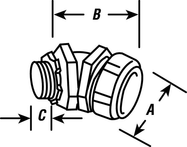 Noninsulated Connector, 1/2 In., 45 Deg