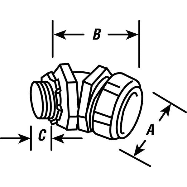 Noninsulated Connector, 3/4 In., 45 Deg