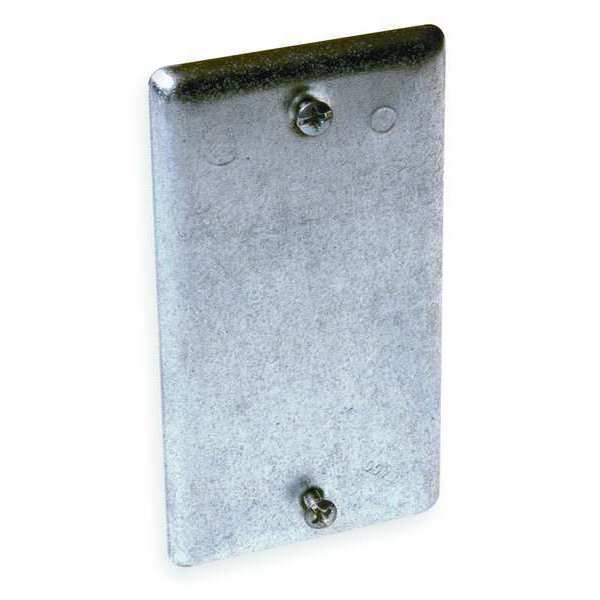 Electrical Box Cover, Square, 1 Gang, Galvanized Zinc, Blank Cover, 1/8 in D, 2-1/4 in W, 4-1/4 in L