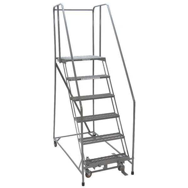 90 in H Steel Rolling Ladder, 6 Steps