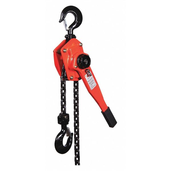 Lever Chain Hoist, 6,000 lb Load Capacity, 5 ft Hoist Lift, 1 29/64 in Hook Opening