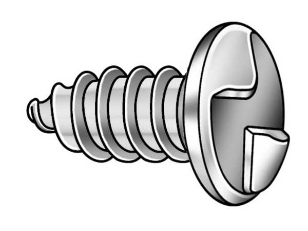 #12 x 2 in One-Way Round Tamper Resistant Screw, 18-8 Stainless Steel, Plain Finish, 25 PK