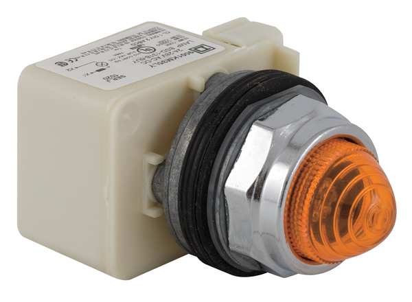 Pilot Light, LED, 24V, 30mm, Chrome, Amber