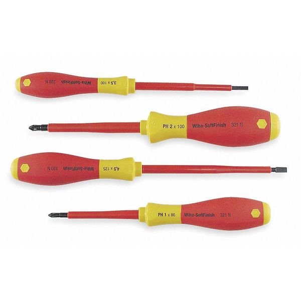 Insulated Screwdriver Set, Slotted/Phillips, 4 pcs