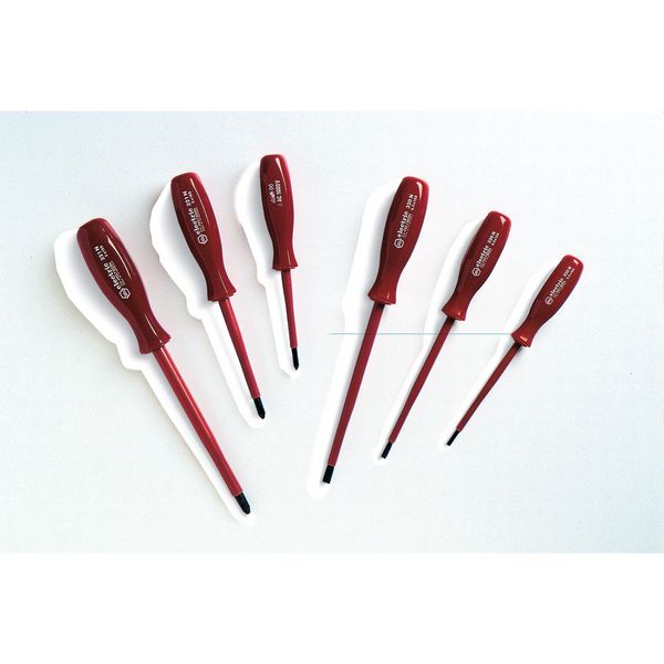 Insulated Screwdriver Set, Slotted/Phillips Tip, Alloy Steel with Cushion Grip, 6-Piece