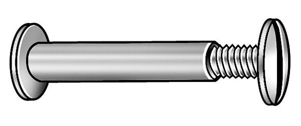 Binding Barrel, #8-32, 1/8 in Brl Lg, 13/64 in Brl Dia, 18-8 Stainless Steel Plain, 25 PK