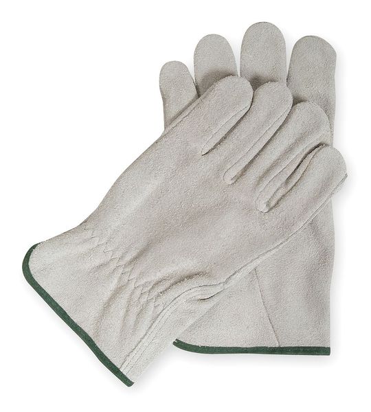 Cowhide Leather Drivers Gloves, Standard Grade, Straight Thumb, Gunn Cut, Gray, Large, 1 Pair