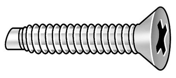 #10-32 x Phillips Flat Pilot Point Machine Screw, Plain Stainless Steel, 5 PK