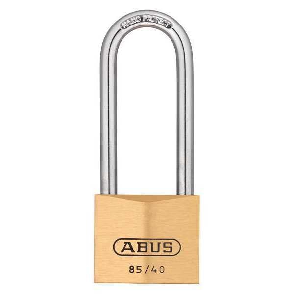 Keyed Padlock, Open, Rectangular Brass Body, Hardened Steel Shackle, 15/16 in W