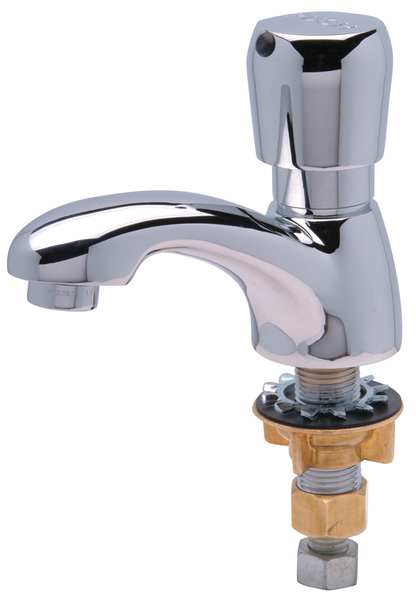 Metering Single Hole Mount, 1 Hole Low Arc Bathroom Faucet, Polished chrome