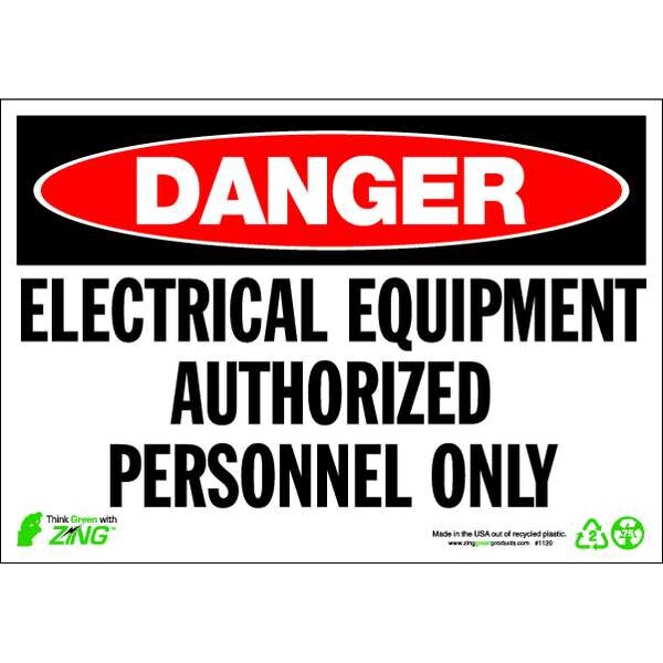 Danger Sign, 7 in Height, 10 in Width, Plastic, Rectangle, English