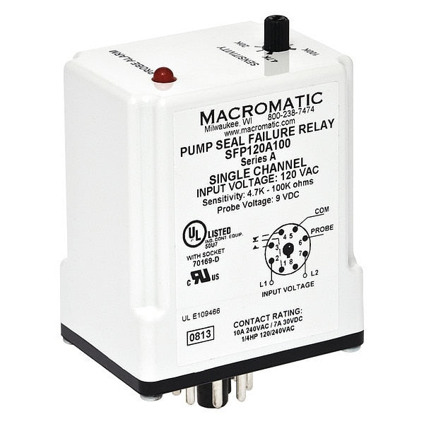 Pump Seal Failure Relay, SPDT, 8Pin, 120VAC