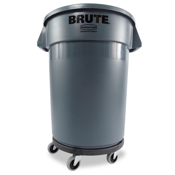Container Dolly for BRUTE 20-55 gal Containers, 250 lb Load Capacity, 5 Swivel Casters, Black