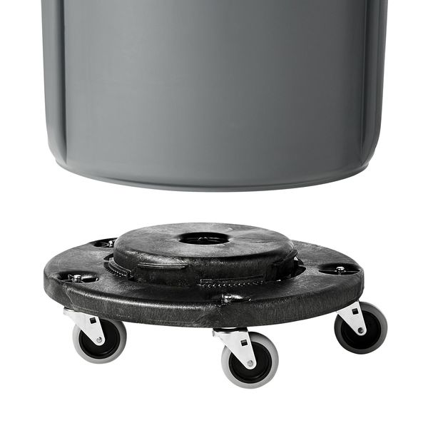 Container Dolly for BRUTE 20-55 gal Containers, 250 lb Load Capacity, 5 Swivel Casters, Black