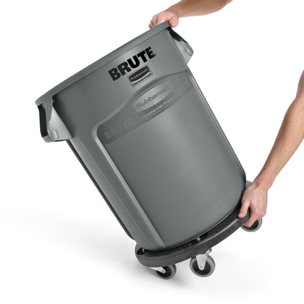 Container Dolly for BRUTE 20-55 gal Containers, 250 lb Load Capacity, 5 Swivel Casters, Black