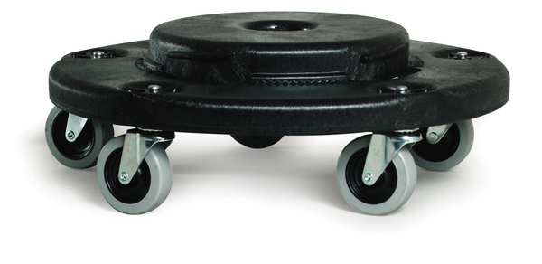 Container Dolly for BRUTE 20-55 gal Containers, 250 lb Load Capacity, 5 Swivel Casters, Black