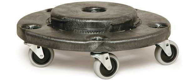 Container Dolly for BRUTE 20-55 gal Containers, 250 lb Load Capacity, 5 Swivel Casters, Black
