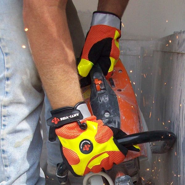 Anti-Vibration Gloves, XL, Black/Orange, PR