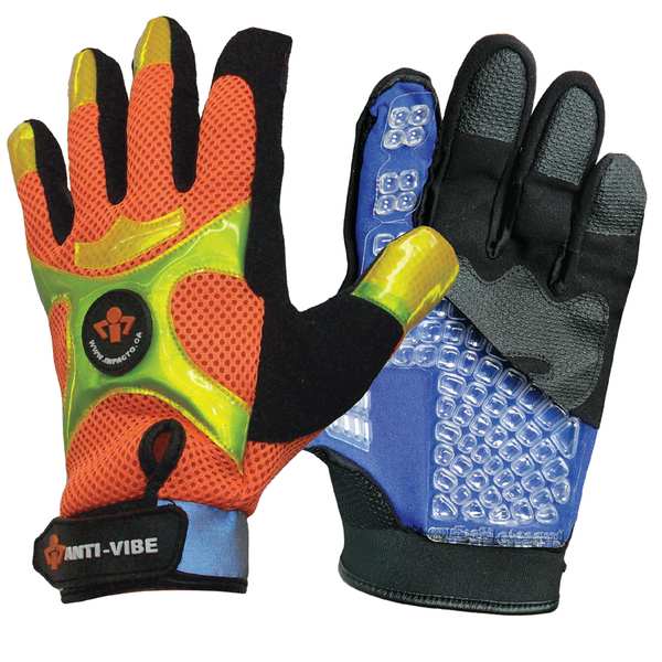 Anti-Vibration Gloves, XL, Black/Orange, PR