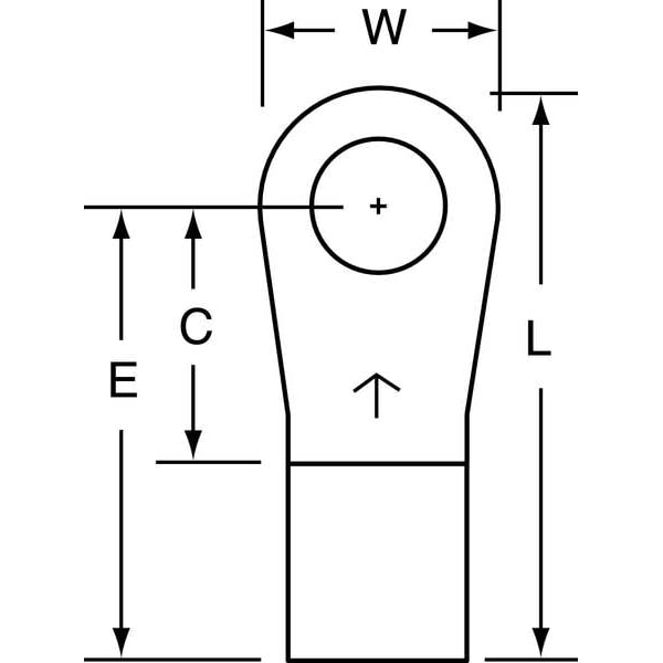 4 AWG Non-Insulated Ring Terminal 3/8