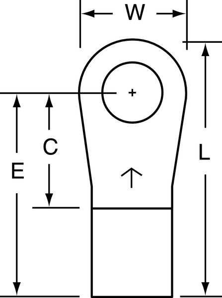 6 AWG Non-Insulated Ring Terminal 1/4