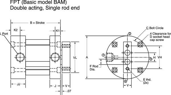 Air Cylinder, 1 1/2 in Bore, 1 in Stroke, Compact Double Acting