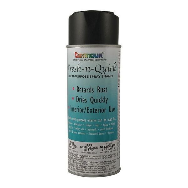 Spray Paint, Black, Semi-Gloss, 10 oz.