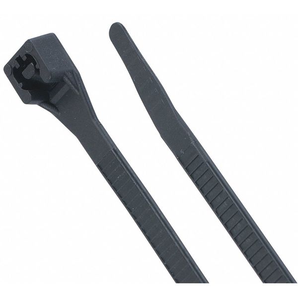 Cable Ties, Double Lock Design, 14 in L, 11/64 in W, 75 lb, Black, Nylon 6/6, 1000 PK