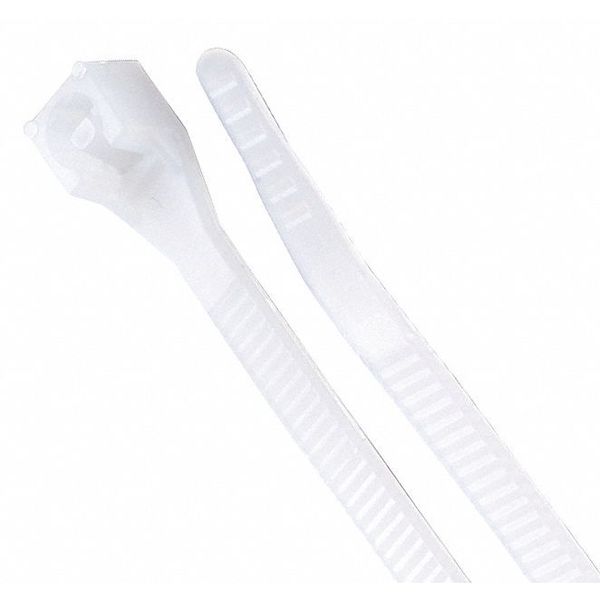 Cable Ties, Double Lock Design, 11 in L, 11/64 in W, 75 lb, Natural, Nylon 6/6, 100 PK