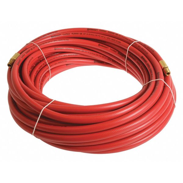 Air Hose, PVC, Red, 3/8 in Hose Inside Dia, Brass 1/4 in MNPT x Brass 1/4 in MNPT