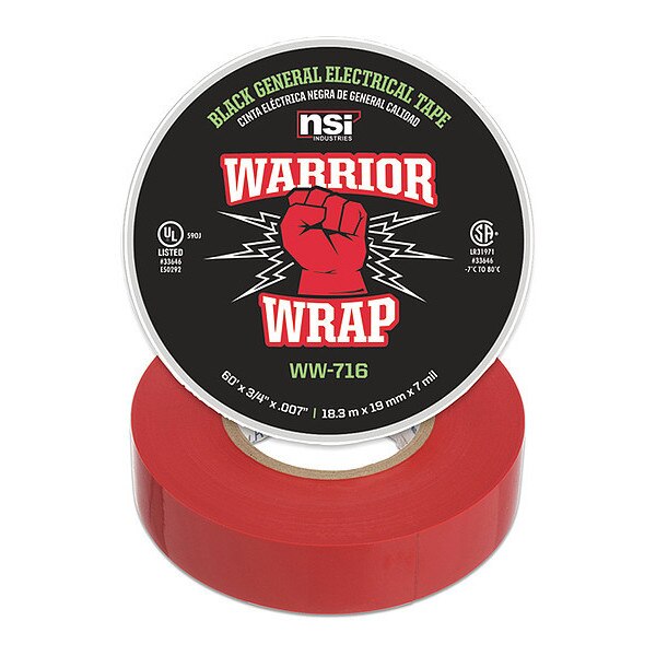 Electrical Tape, Vinyl, 7 mil, Red