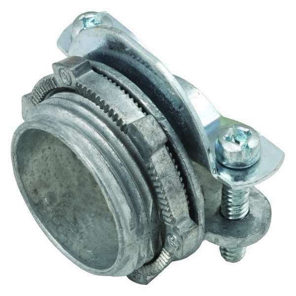 Non-Metallic Sheath Cable Connector, Clamp, NPSM, Die Cast Zinc, 1/2 in Size, 13/16 in L, Silver
