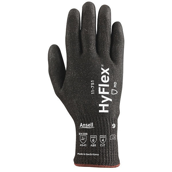 Cut Resistant Coated Gloves, A4 Cut Level, Polyurethane, 6, 1 PR