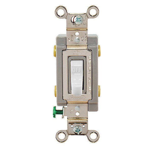 Wall Switch, 30A, White, 2-Pole Type, 2 HP