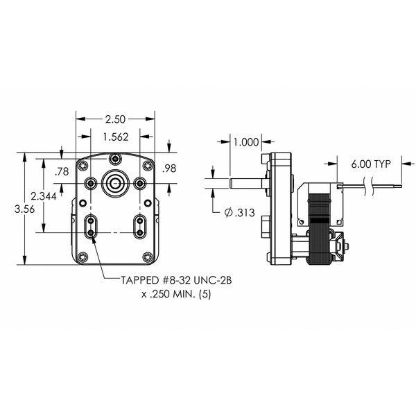 AC Gearmotor, 18 in-lb Max. Torque, 4.1 RPM Nameplate RPM, 230V AC Voltage, 1 Phase