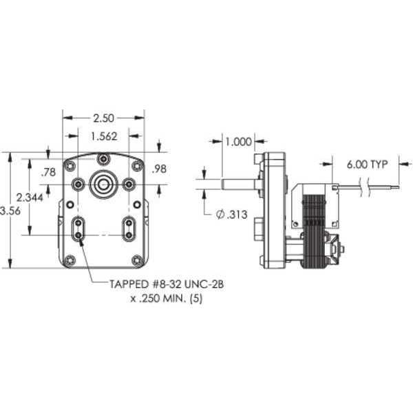AC Gearmotor, 18 in-lb Max. Torque, 4.1 RPM Nameplate RPM, 230V AC Voltage, 1 Phase