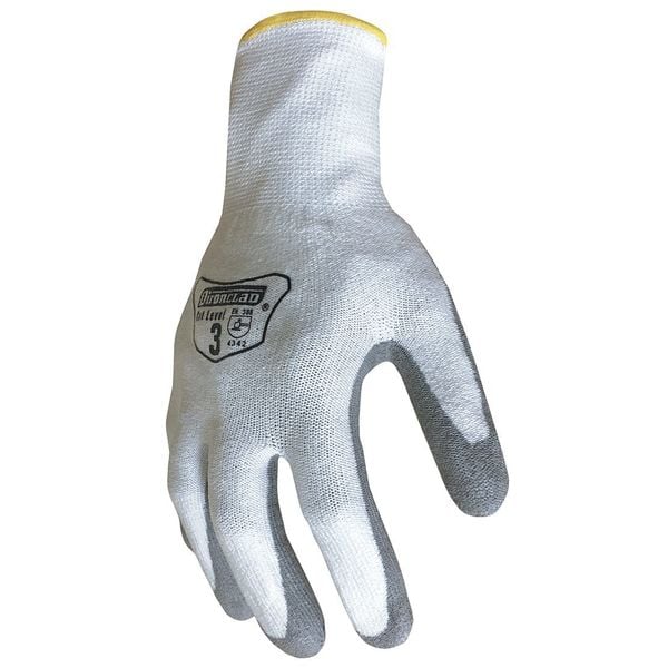 Polyurethane Coated Gloves, Palm Coverage, White/Gray, S, PR