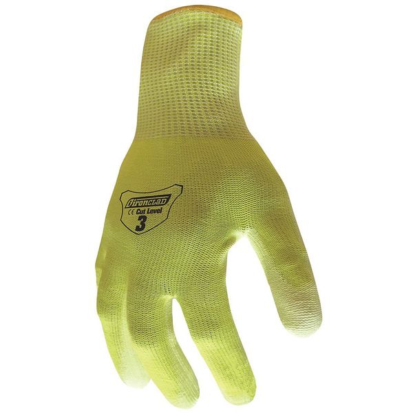 Hi-Vis Cut Resistant Coated Gloves, Cut Level, Polyurethane, XL, 1 PR