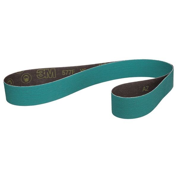 Sanding Belt, Coated, 2 in W, 48 in L, 60 Grit, Medium, Zirconia Alumina, 577F, Green