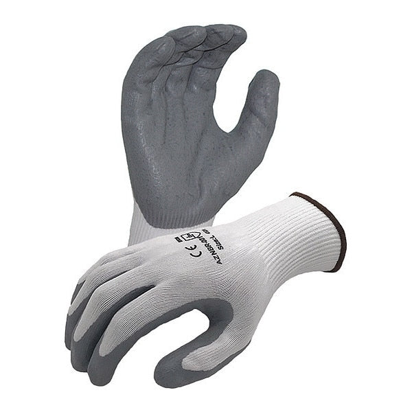 15 ga. Nylon/Lycra Gray Gloves, Black Textured Foam Nitrile Palm Coating, XL